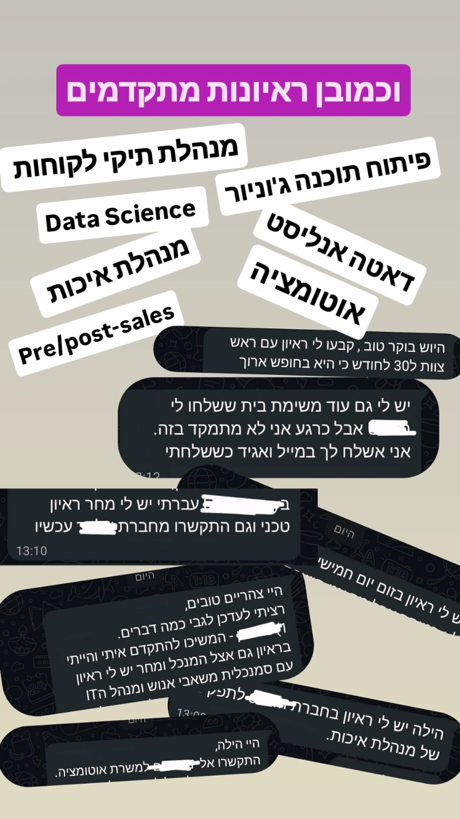המלצת לקוח/ה