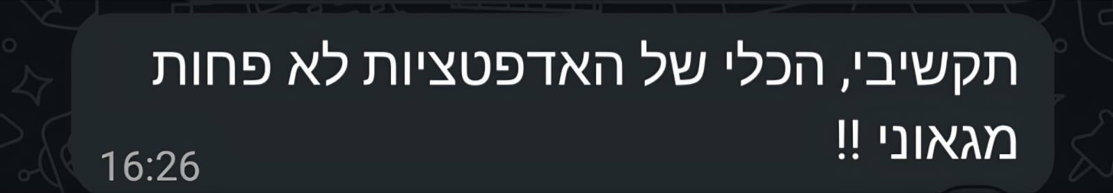 הודעת לקוח: 'תקשיבי, הכלי של האדפטציות לא פחות מגאוני!!'
